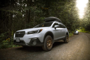 Lifted Subaru Outback with All terrain tires