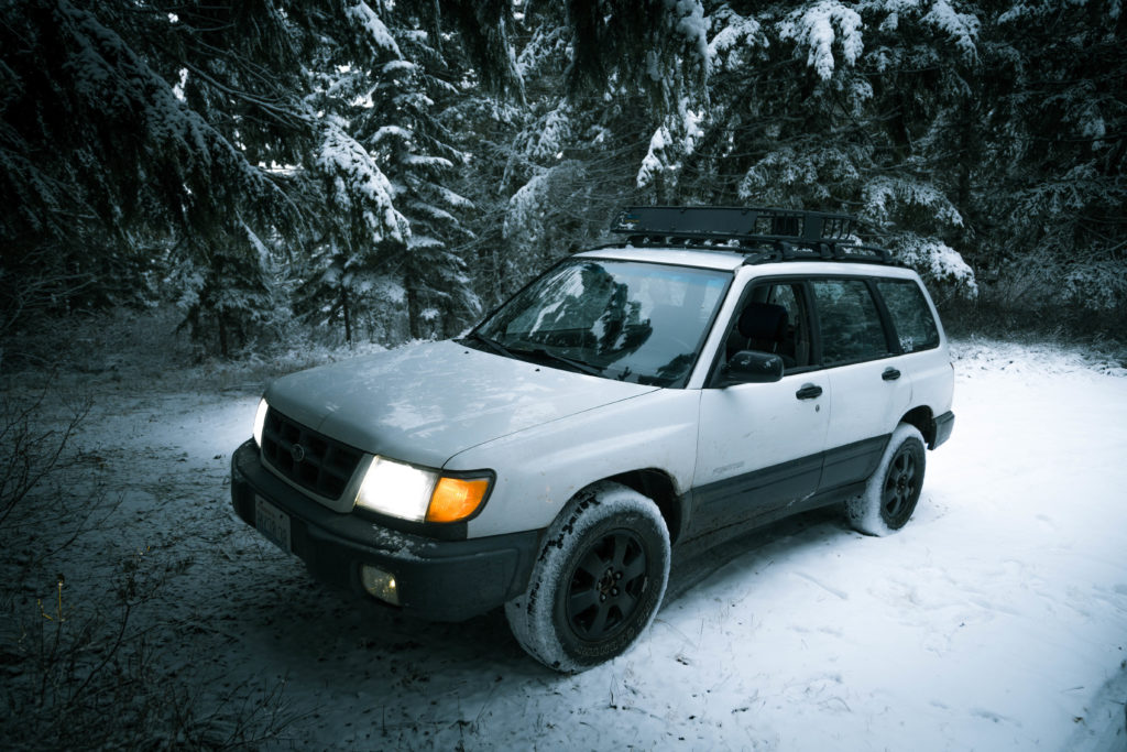 Subaru Forester with a lift kit and aggressive all terrain tires