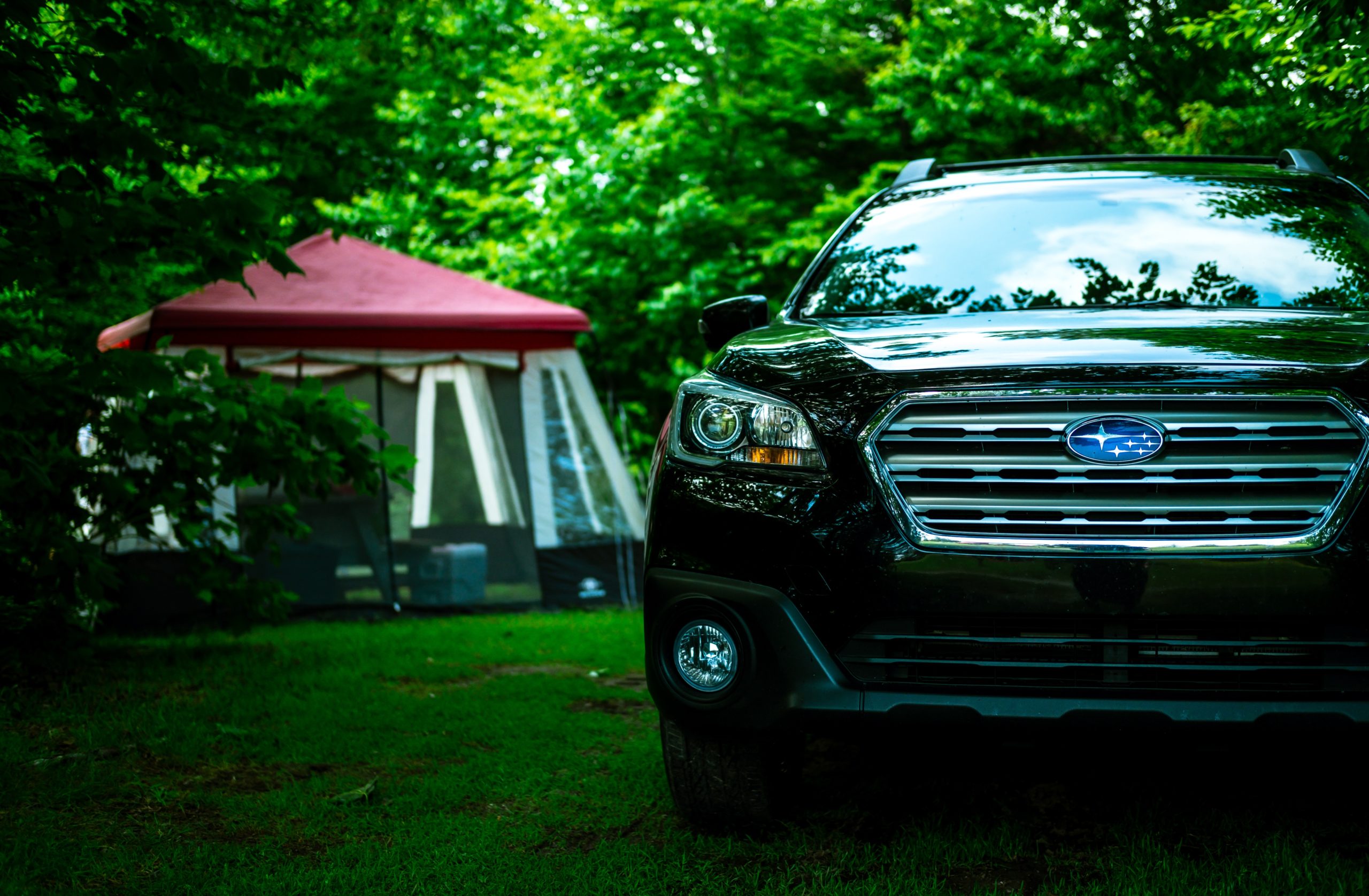 Subaru outback on a car camping trip