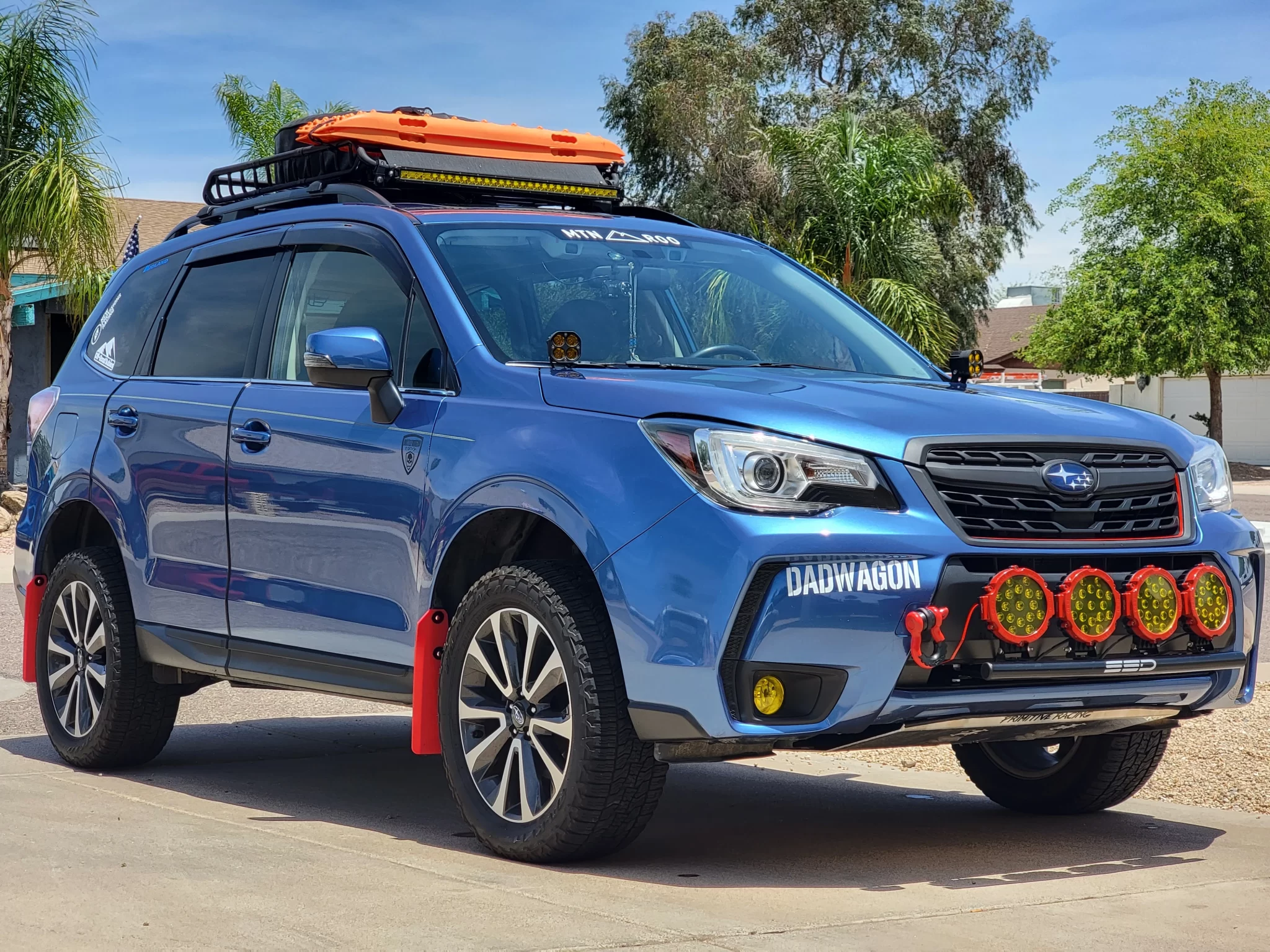 blue lifted forester xt 2017 with roof rack