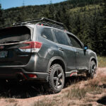 lifted 2020 subaru forester with offroad tires and roof rack