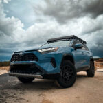 lifted 2022 rav4 hybrid with black rhino wheels and toyo open country tires