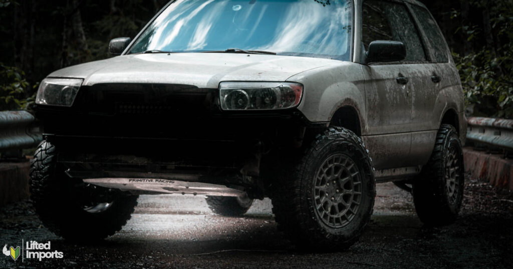 lifted subaru with skid plate