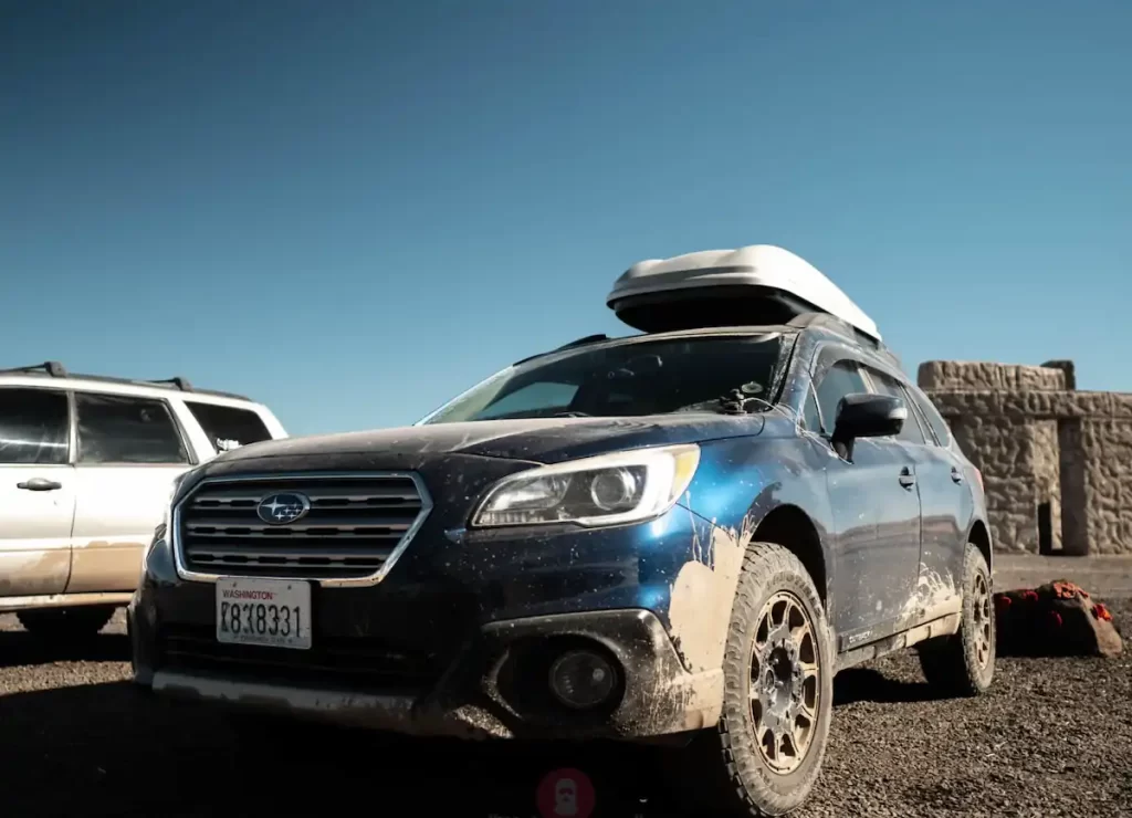 lifted subaru outback with toyo all terrain tires