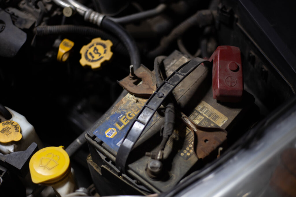 old corroded subaru battery before upgrade