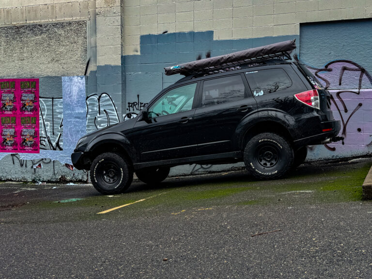 4 inch lifted subaru forester parking lot