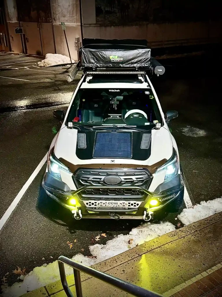 subaru forester offroad modded with solar panels