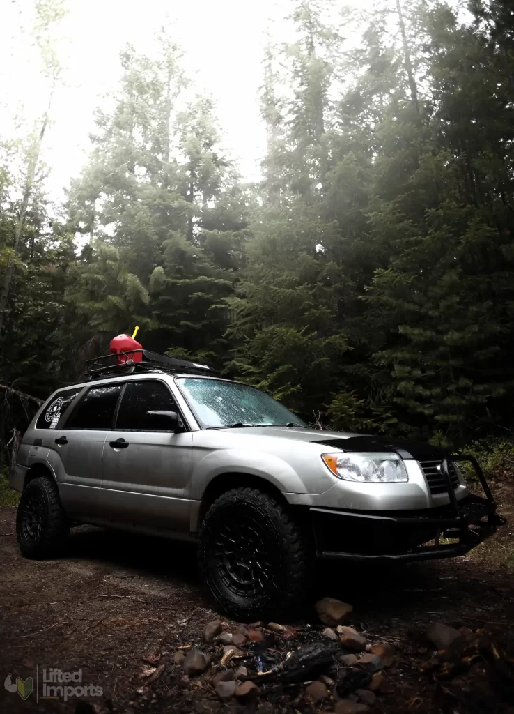 2006 lifted subaru forester in the rain with mud tires