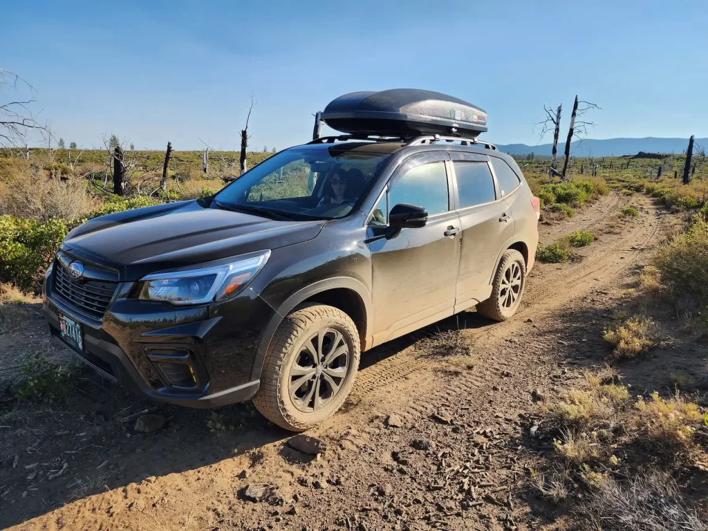 2021 Subaru forester offroad in dirt with accessories