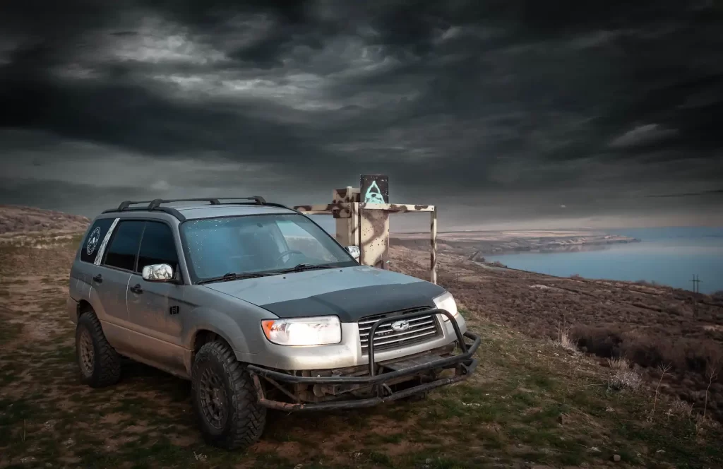lifted subaru forester with custom offroad bumper