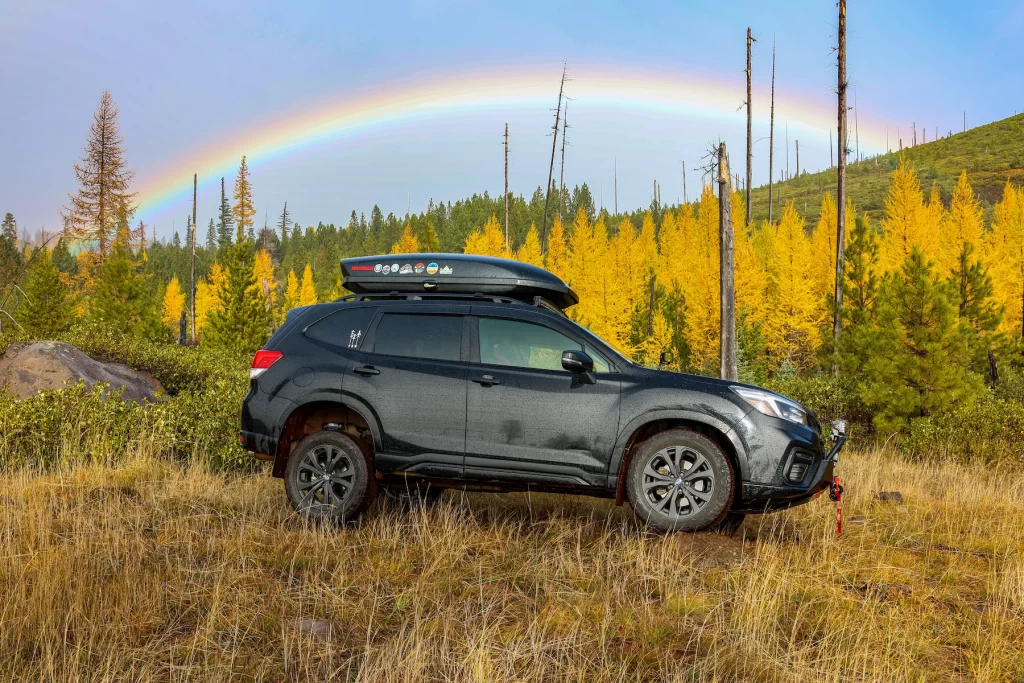 offroad modified subaru forester lifted rainbow