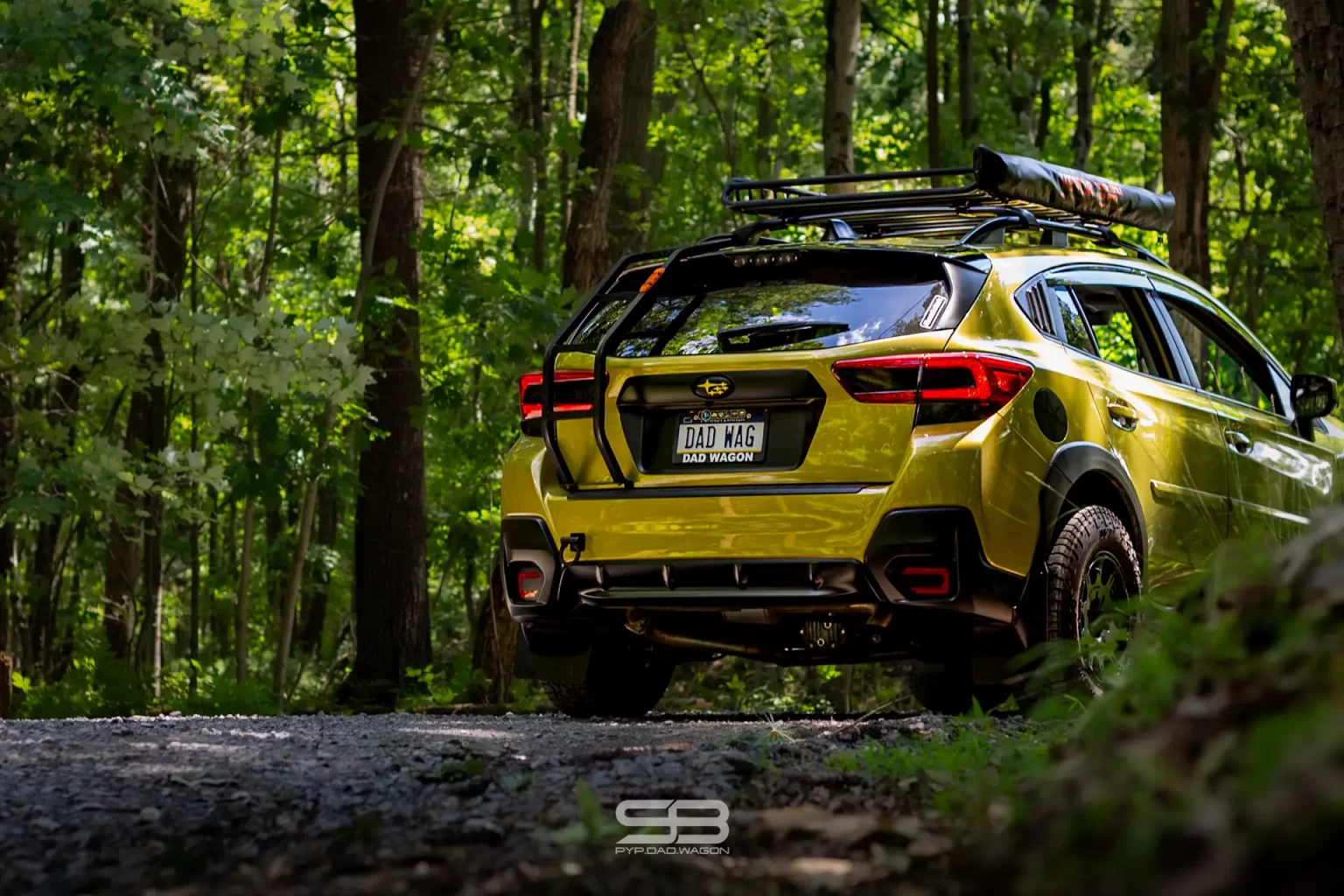 green subaru crosstrek build back view