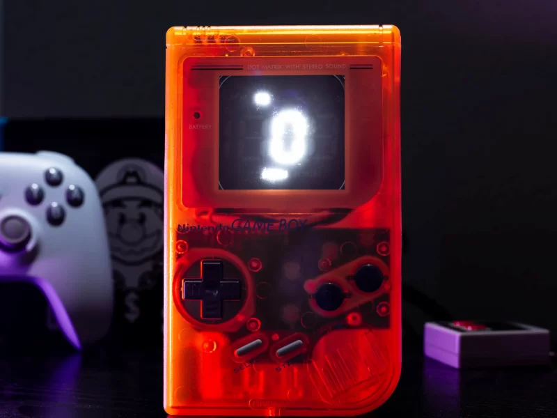 orange gameboy speedometer clear dark background