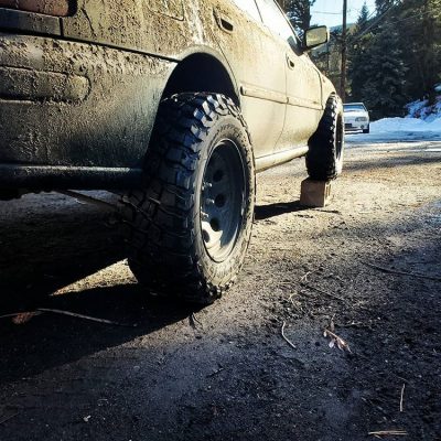 bfgoodrich ko3 mud tires on lifted subaru impreza